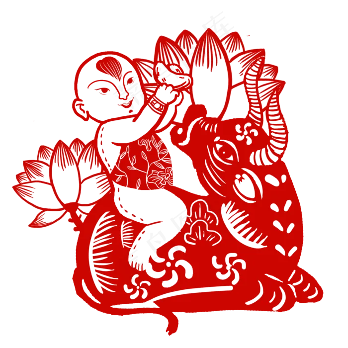 牛年剪纸新年年画(2000X2000(DPI:300))psd模版下载