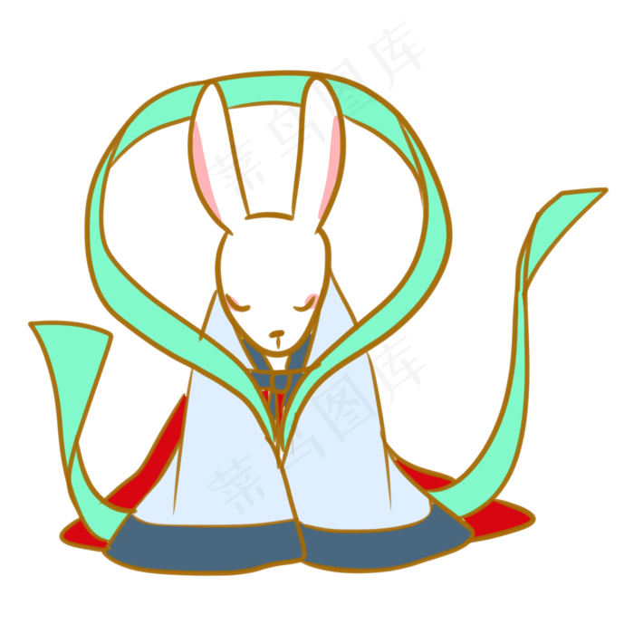 行礼的玉兔(2100X2100(DPI:300))psd模版下载