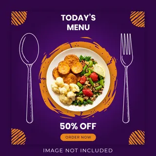 今日菜单食品社交媒体横幅banner模板
