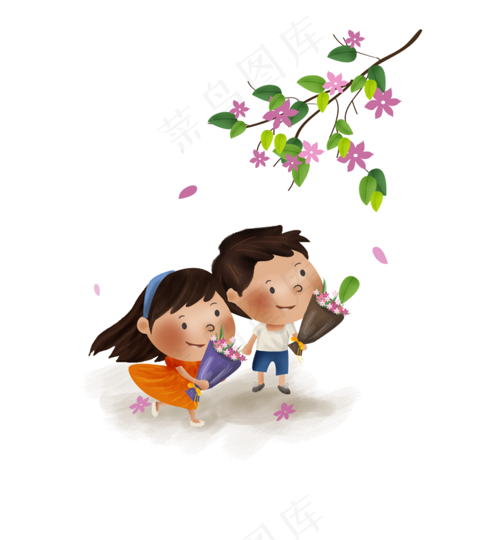 教师节送花的男孩女孩(2831X3174(DPI:300))psd模版下载