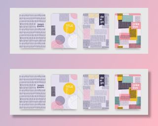 抽象有趣的彩色图案卡通纹理涂鸦几何背景。小册子封面模板设计的趋势形状