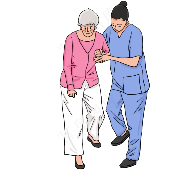 重阳节穿蓝色制服的保姆帮助老人(2007X2000(DPI:300))psd模版下载