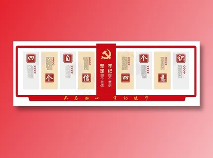 党建文化墙 四个自信 四个意识