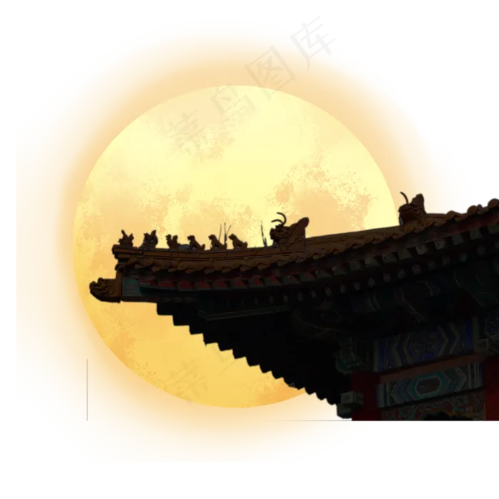 中秋节月亮故宫剪影(2000X2000(DPI:300))psd模版下载