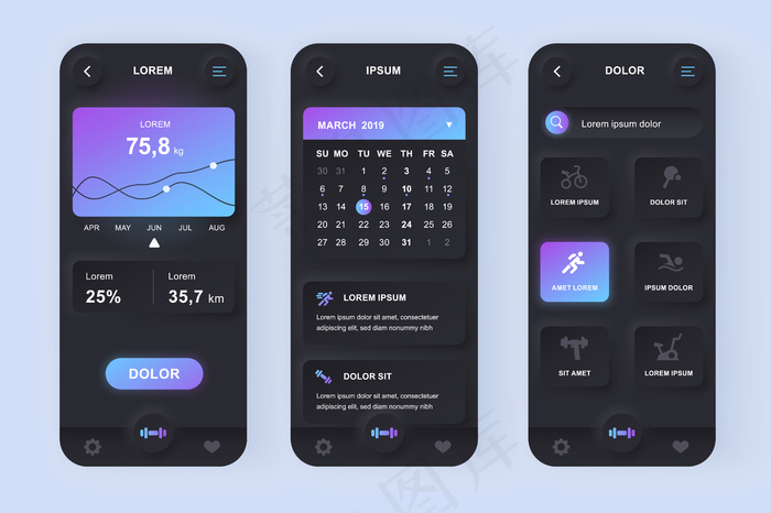 健身锻炼现代设计ui手机app移动应用程序