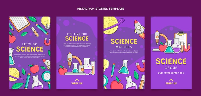 手绘科学 ig 故事eps,ai矢量模版下载