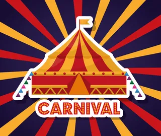 星暴背景下的狂欢节帐篷博览会