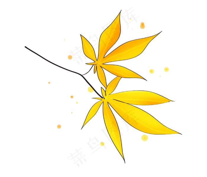 立秋手绘金色枫叶