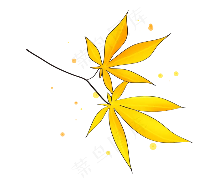 立秋手绘金色枫叶(3164X2717(DPI:300))psd模版下载