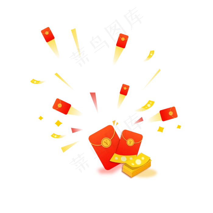 矢量钱币红包雨(2000*2000px 300 dpi )ai矢量模版下载