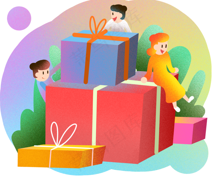 双十一电商礼物盒插画