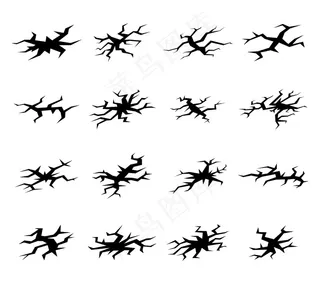 裂缝形成。灾难和破坏，垃圾艺术，粗糙和崩溃，地震和崩塌。