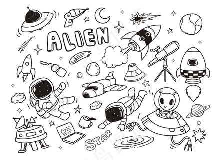 涂鸦太空外星人