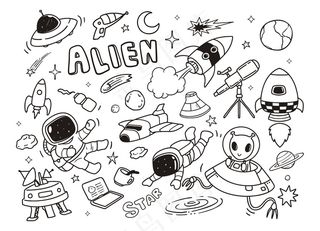涂鸦太空外星人