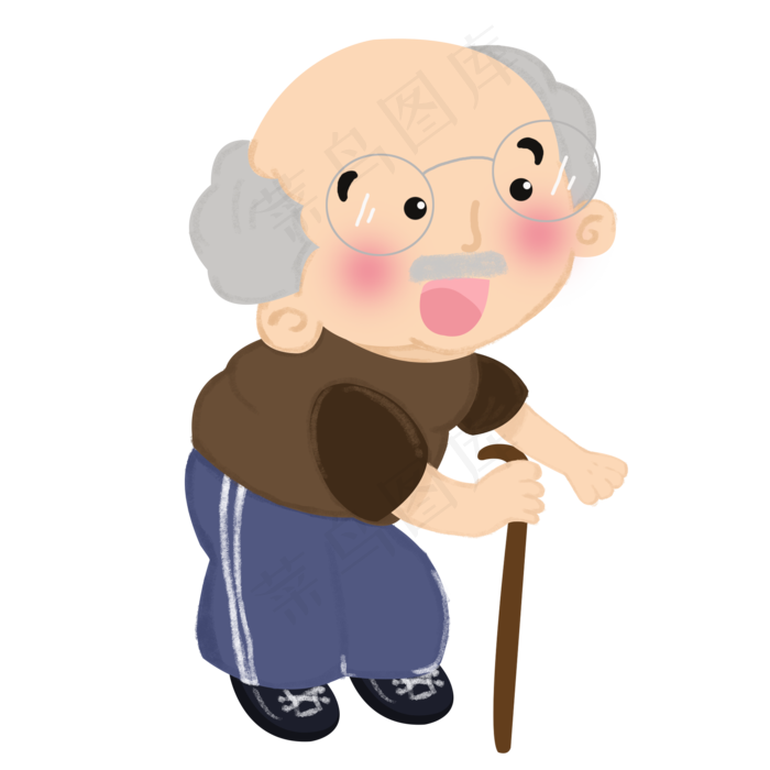 卡通手绘重阳节老人元素