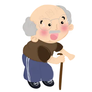 卡通手绘重阳节老人元素