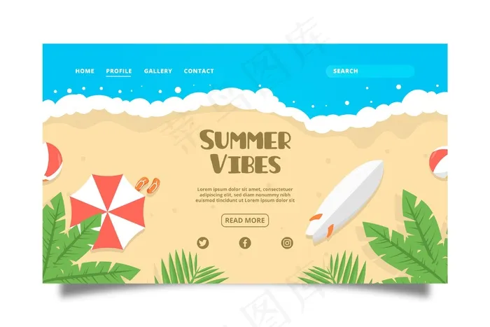 你好夏季登陆页eps,ai矢量模版下载