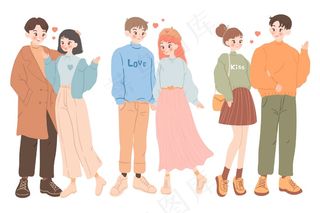 手绘情人节情侣系列