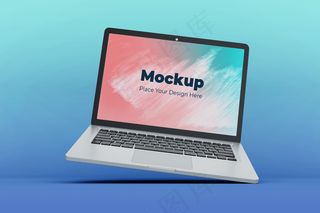 可定制浮动笔记本电脑屏幕模型样机设计模板