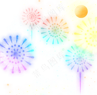 新年过年烟花圆月