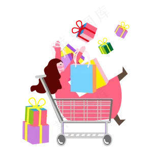 双十一女孩购物狂欢