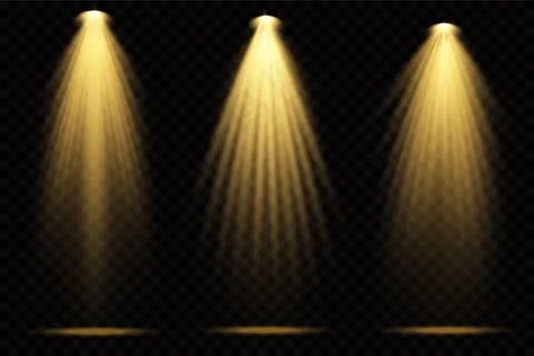 黄色聚光灯。场景。透光效果。