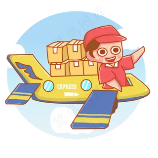 快递物流卡通开心天空