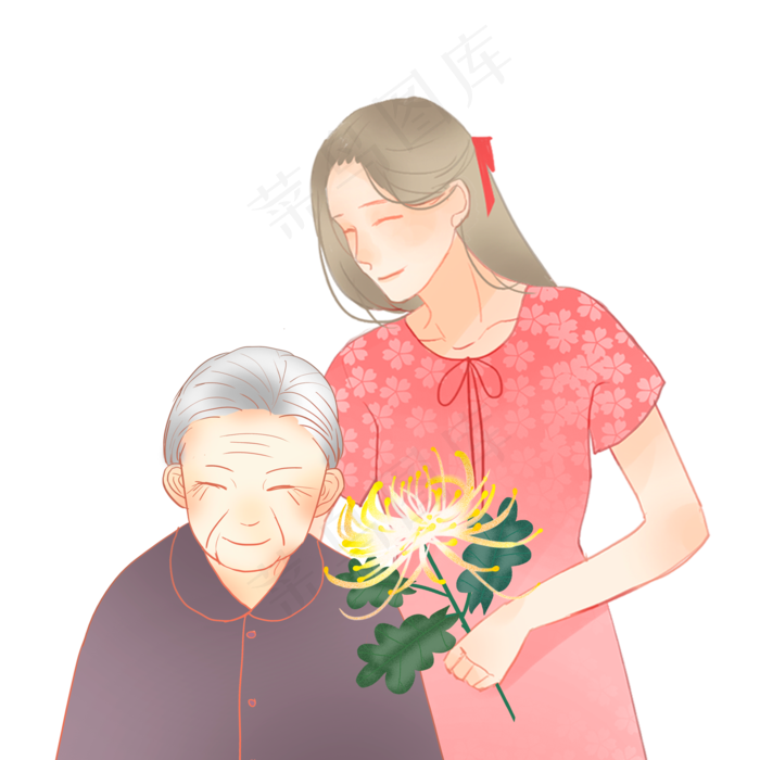 老奶奶和她的女儿(2000X2000(DPI:150))psd模版下载
