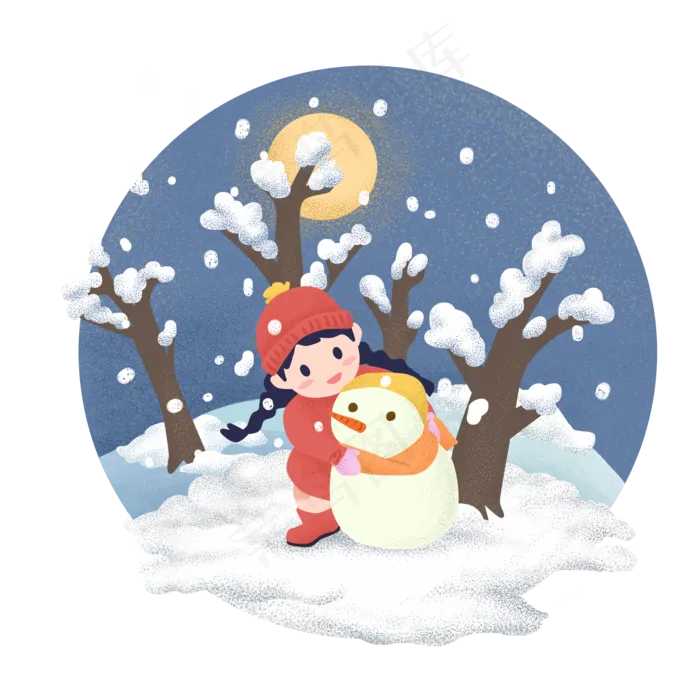节气雪人可爱大雪雪人少女冬日冬(2000X2000(DPI:72))psd模版下载