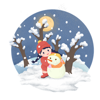 节气雪人可爱大雪雪人少女冬日冬