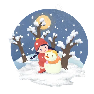 节气雪人可爱大雪雪人少女冬日冬