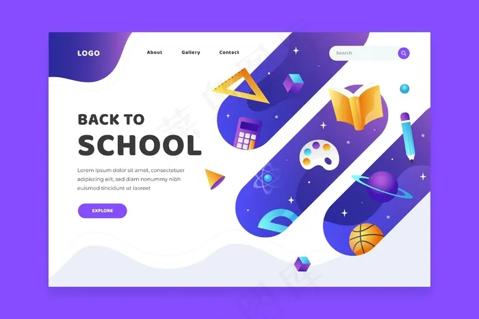 返回学校登录页web模板eps,ai矢量模版下载