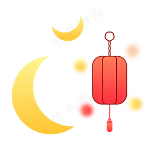 矢量中秋月亮灯笼免扣png素材