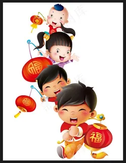 灯笼 卡通儿童拿灯笼