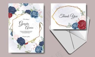 带美丽玫瑰的婚礼请柬