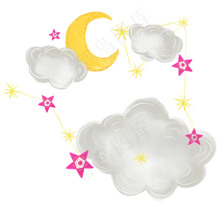 星星月亮和云朵