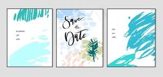 一套创意通用卡。手绘纹理。