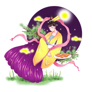 中秋节古典嫦娥奔月飞天手绘形象