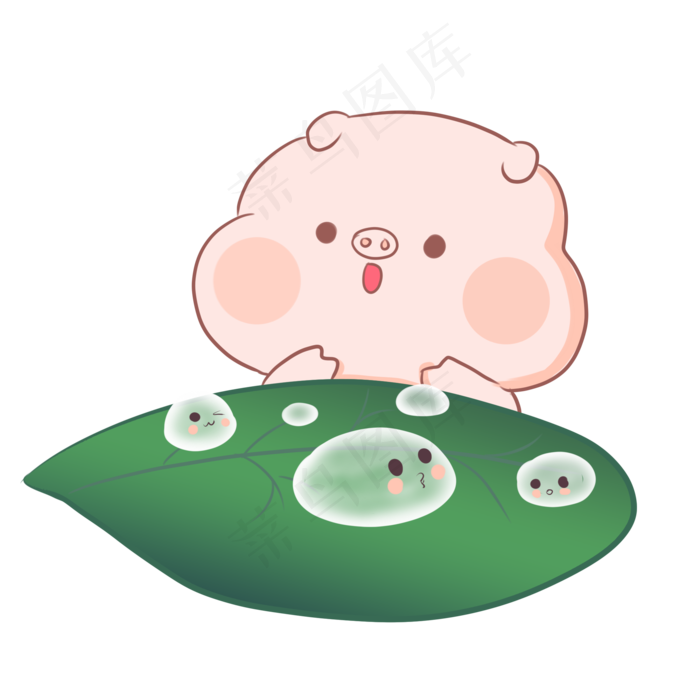 卡通手绘二十四节气白露小猪(2000X2000(DPI:300))psd模版下载