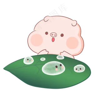 卡通手绘二十四节气白露小猪 卡通手绘二十四节气白露小猪