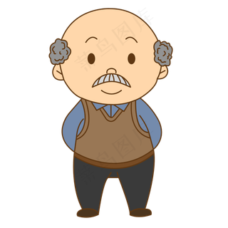 手绘矢量重阳节老爷爷透明底免抠