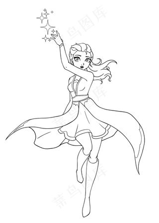 女巫手绘插图。