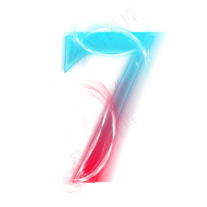 红蓝发光数字7(2000*2000px 	      )psd模版下载