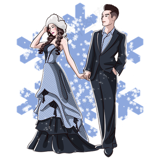 七夕情人节蓝色唯美卡通情侣PN