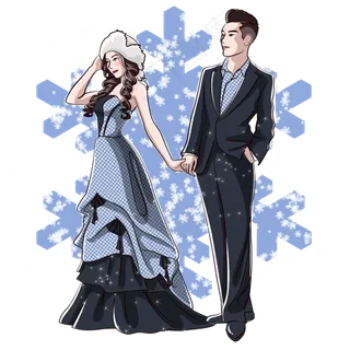 七夕情人节蓝色唯美卡通情侣PN