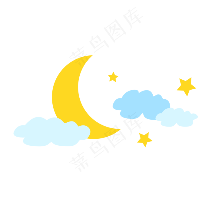 七夕节月亮星星云朵(2048X2053(DPI:300))ai矢量模版下载