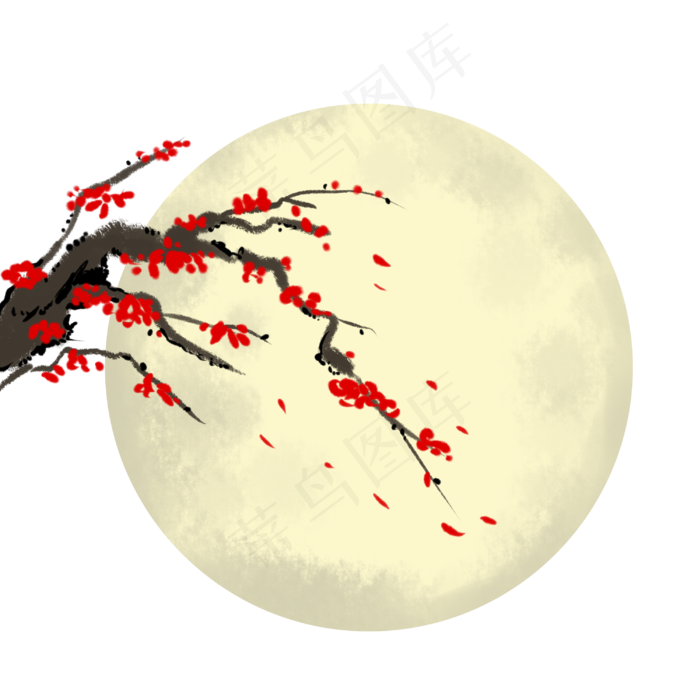 月亮梅花节日(3000X3000(DPI:300))psd模版下载