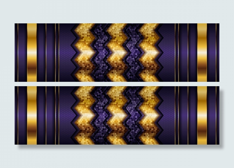 现代紫色背景矢量重叠层，暗影空间，线条金色装饰eps,ai矢量模版下载