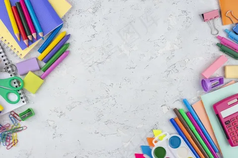 回到学校背景与学校用品和复印空间