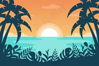 使用夏季景观缩放背景